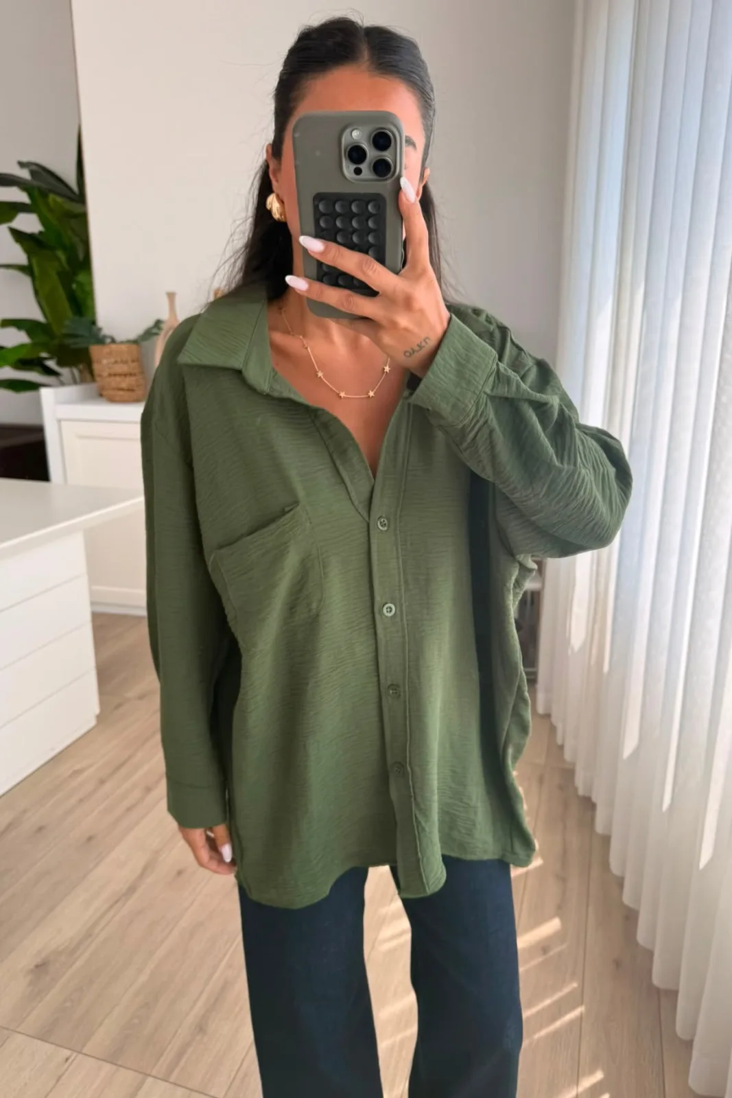 Ayrobin Oversize Cepli Gömlek 