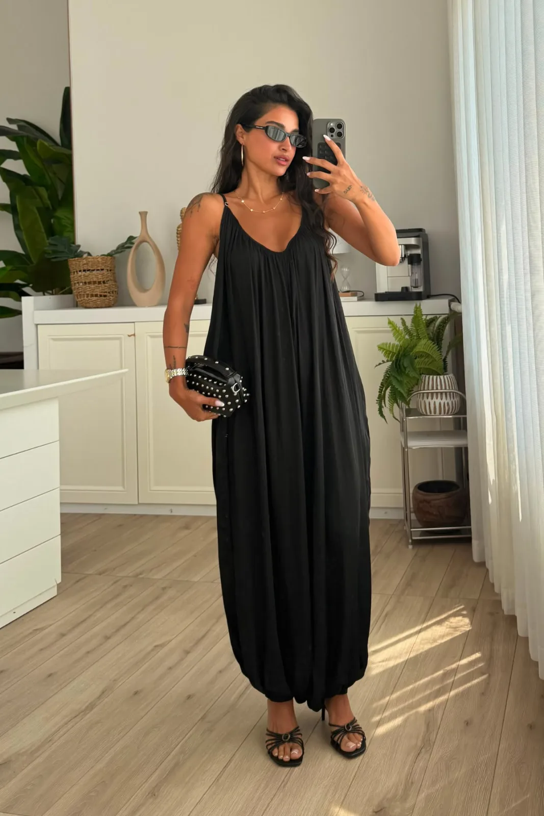 Relax Askılı Tulum Siyah