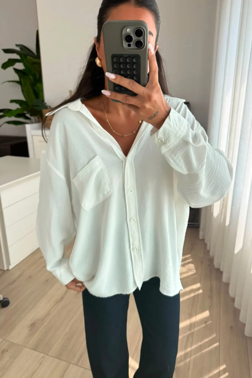 Ayrobin Oversize Cepli Gömlek 