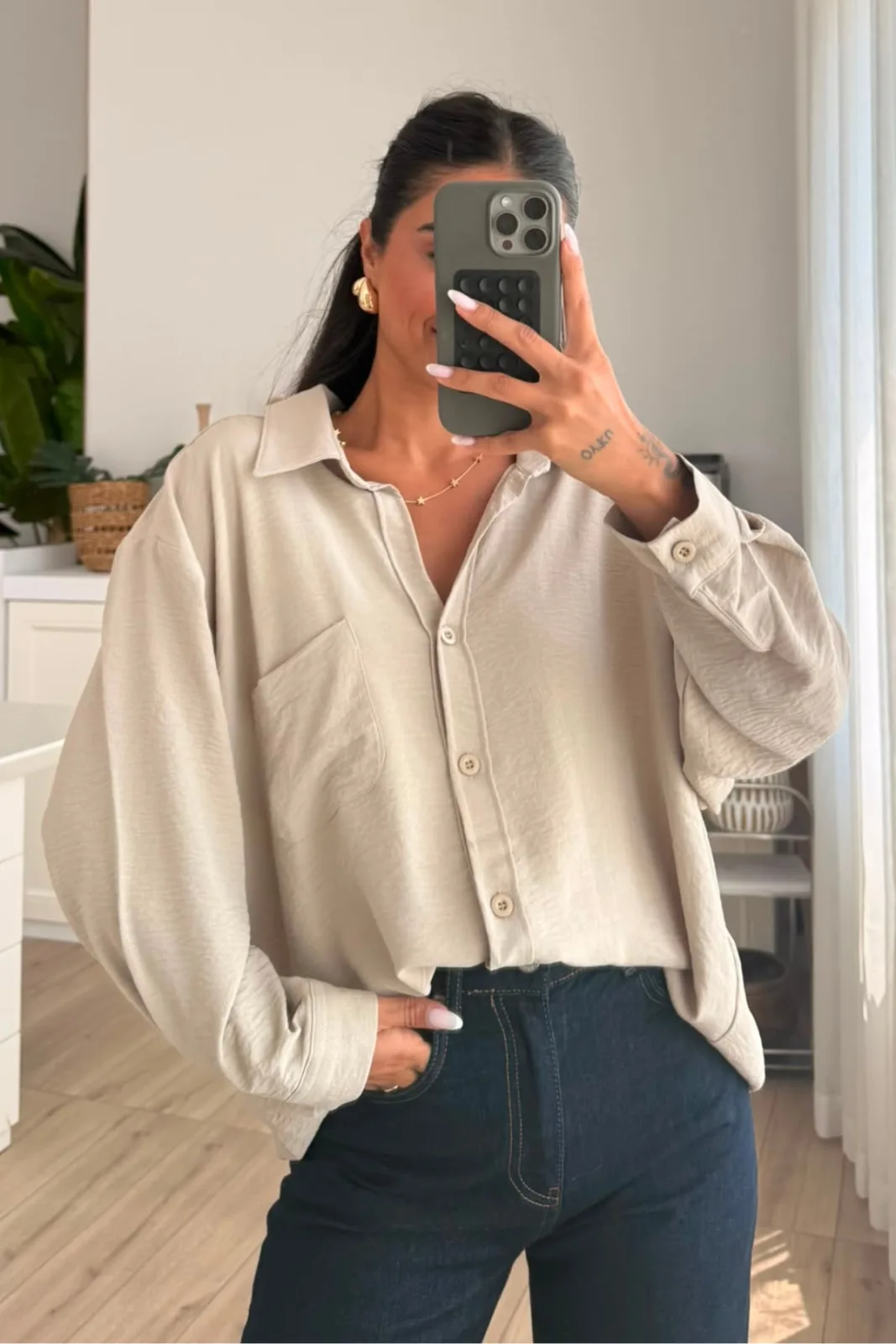 Ayrobin Oversize Cepli Gömlek 