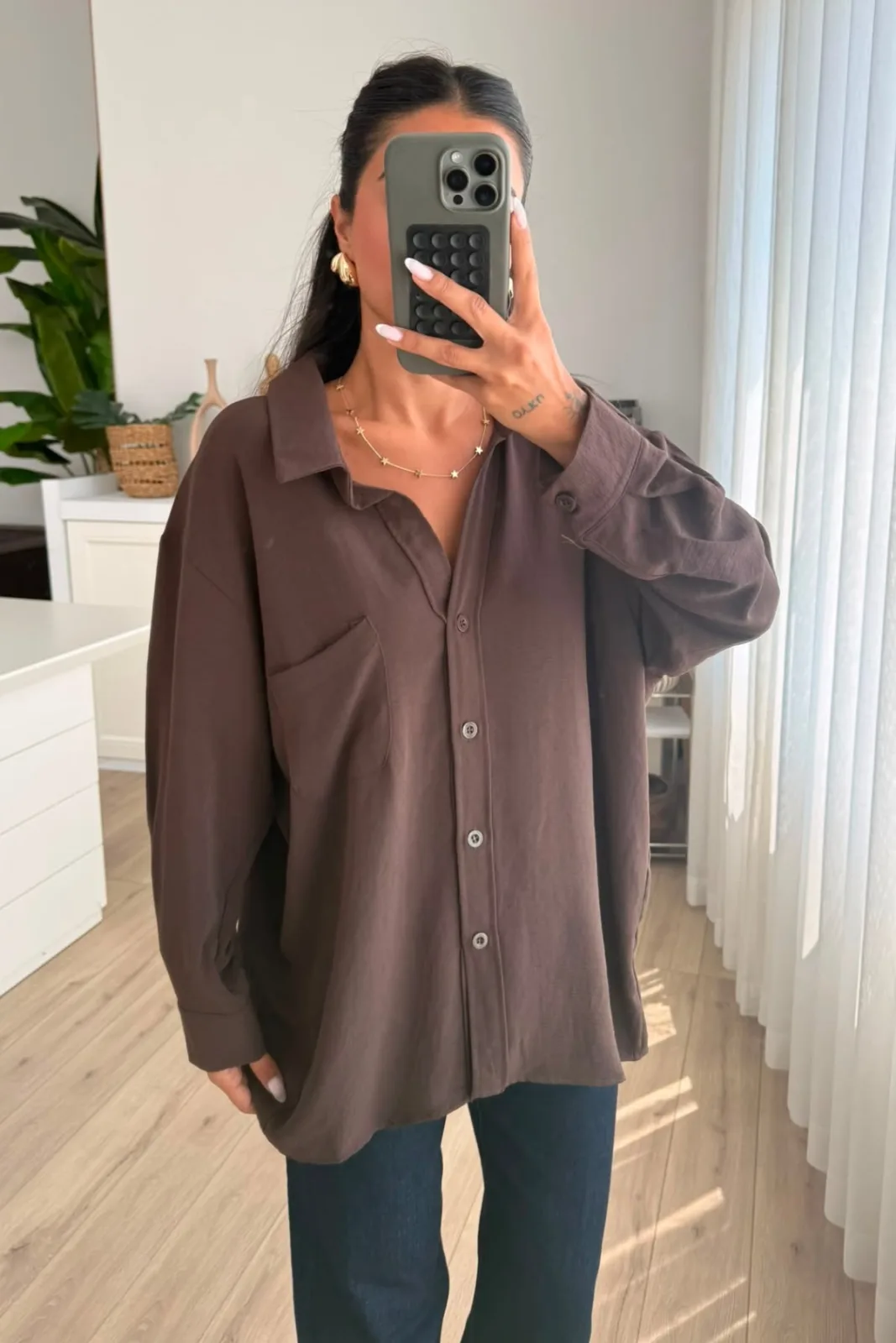 Ayrobin Oversize Cepli Gömlek 