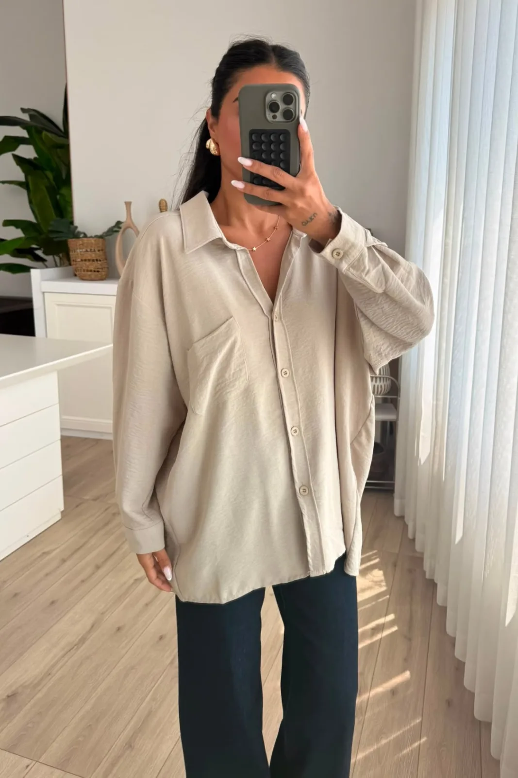 Ayrobin Oversize Cepli Gömlek 