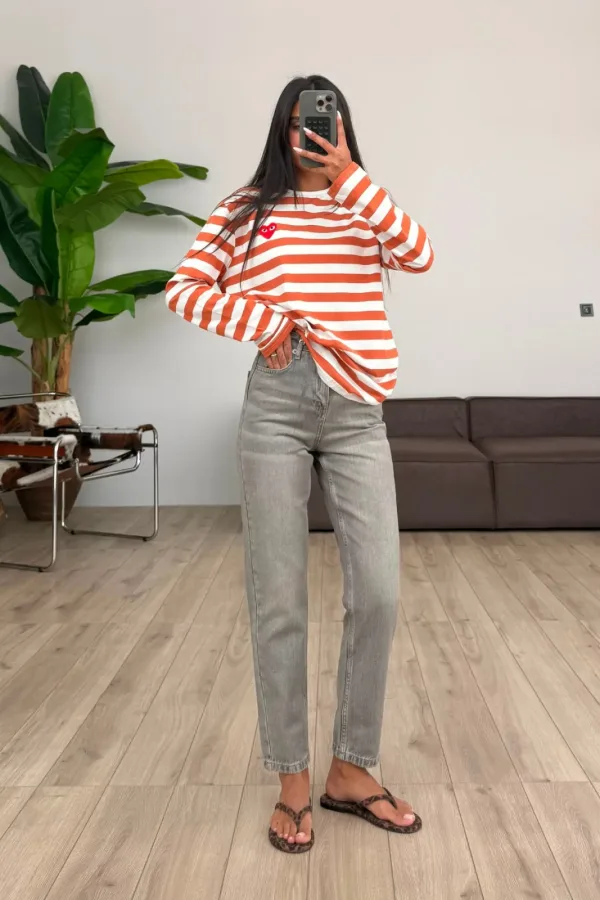 Ff Mom Gri Yıkamalı Jean 