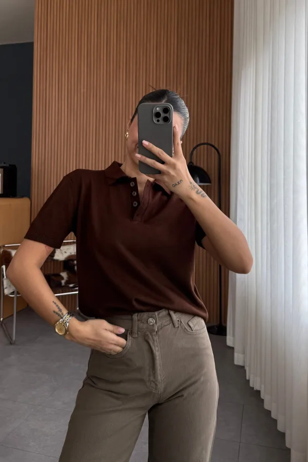 Polo Yaka Kahve Triko