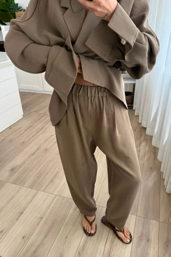 Mico Beli Lastikli Şalvar Pantolon Haki