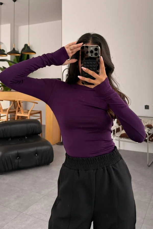 RM Parmak Geçmeli Body Mürdüm