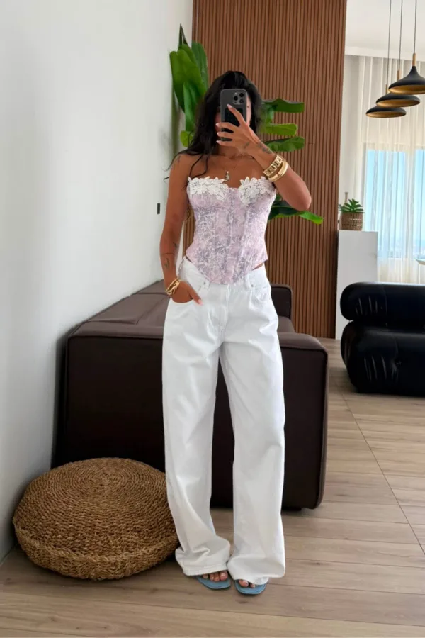 Gr Wide Leg Beyaz Jean