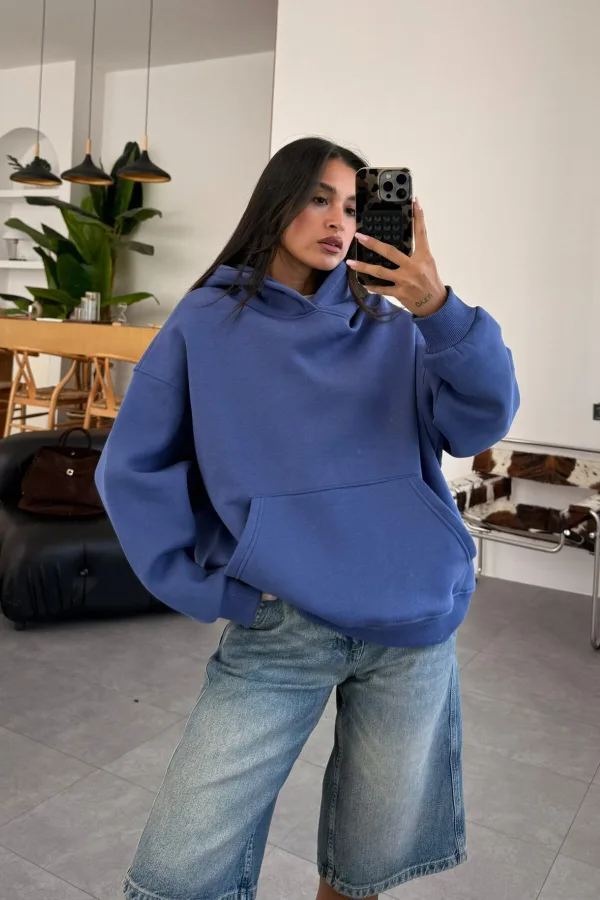 Oversize Kapşonlu Sweat Lacivert