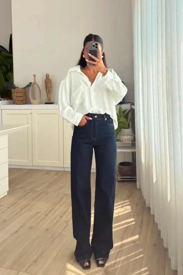 Ff Kesik Paça Dark Blue Jean 