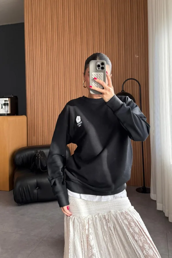 Papatya Logo Siyah Sweat