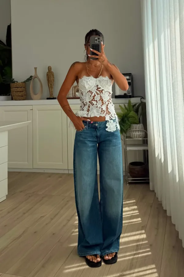 Osi Geniş Paça Mavi Jean 