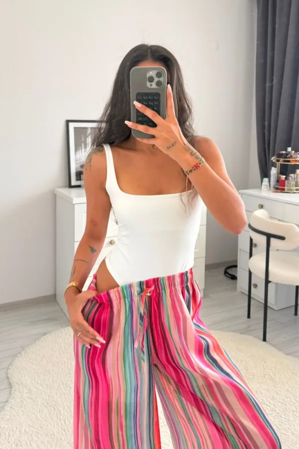 Kalın Askılı Soft Touch Bodysuit Beyaz