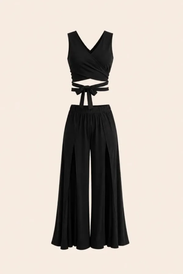 Pantolonu Yırtmaçlı Crop Takım