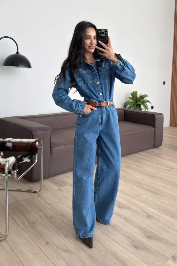 Cepli Denim Tulum Mavi
