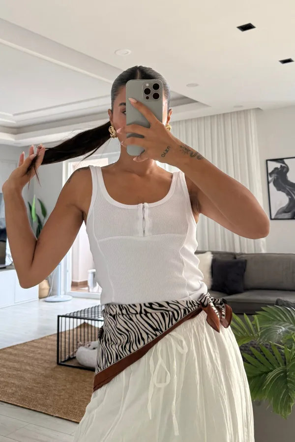 Kancalı Fitilli Atlet Beyaz