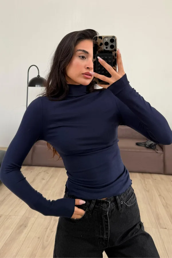 Yarım Balıkçı Uzun Kol Body Lacivert