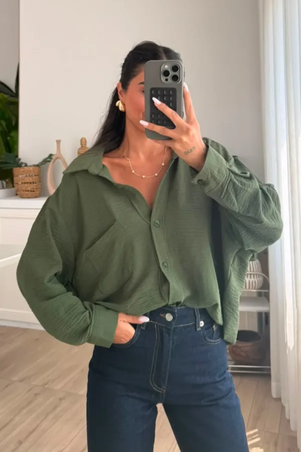 Ayrobin Oversize Cepli Gömlek 