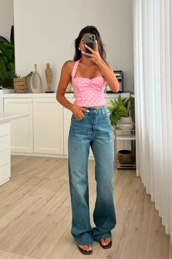 Ff Wide Leg Mavi Yıkamalı Jean 