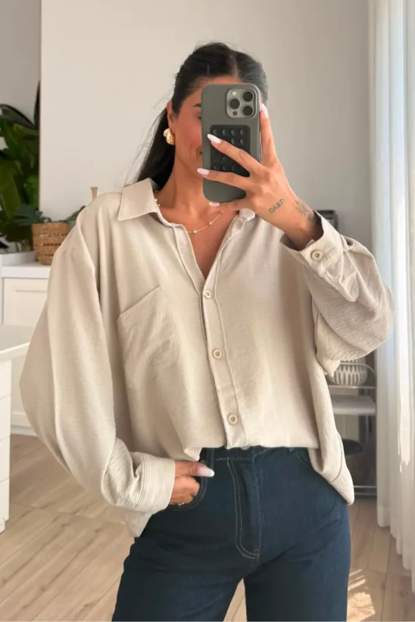 Ayrobin Oversize Cepli Gömlek 