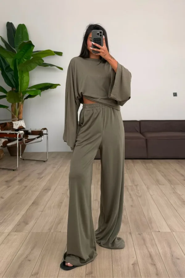 St Yarasa Kollu Bluz Pantolon Takım