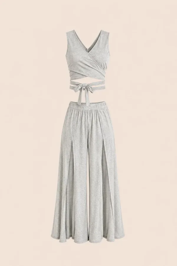 Pantolonu Yırtmaçlı Crop Takım