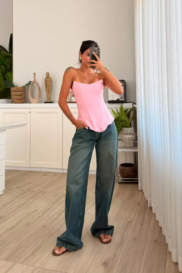 Wom Wide Leg Dark Eskitme Jean 