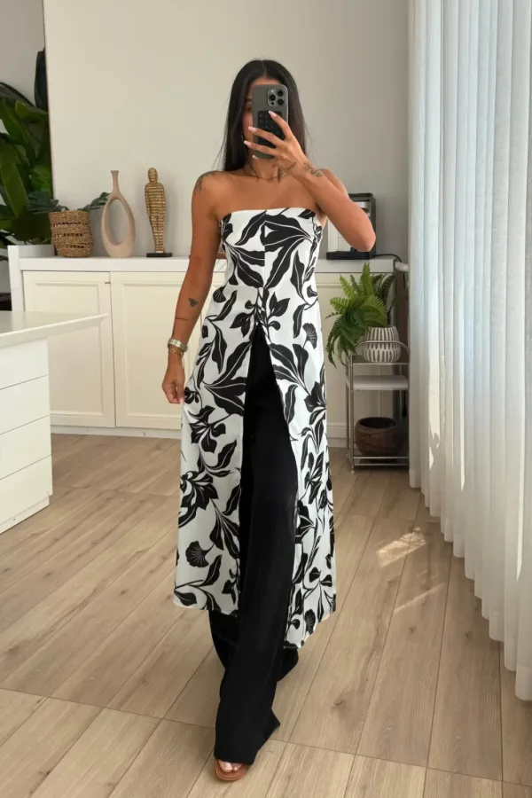 Desenli Tunik Pantolon Takım