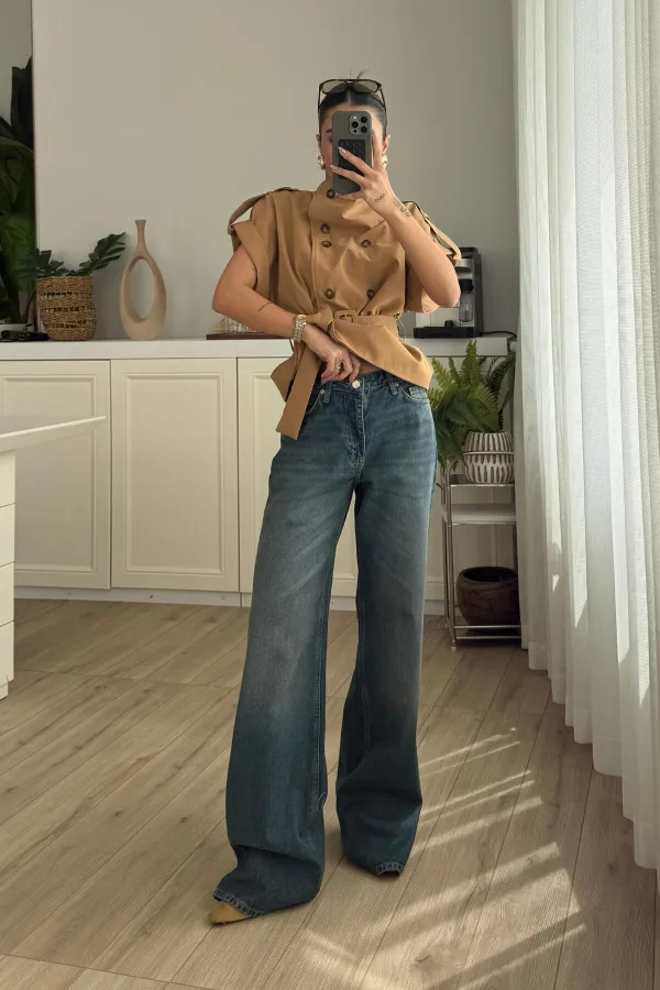 Sonik Wide Leg Dark Mavi Jean
